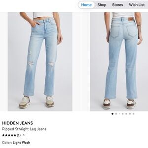 Hidden Ripped Straight Leg Jeans